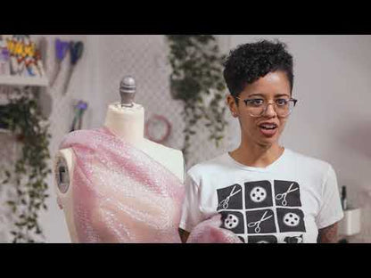 Metallic Pink Striped Bubble Wrap Organza Brocade