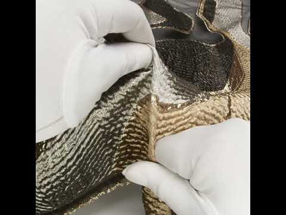 Metallic Rayon and Polyester Burnout Brocade - Gold, Gray and Black Soft Geometric Abstract
