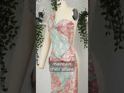 Metallic Pink, Gray and Black Gleaming Garden Luxury Brocade