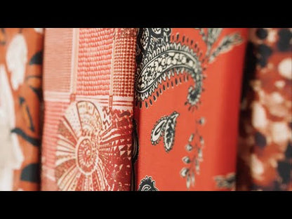 Cotton Voile - Beige and Orange Abstract - Summit Sketches Print - Mood Exclusive Rockland Collection