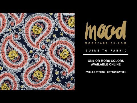 Black Iris, Melon and Cyber Yellow Paisley Stretch Cotton Sateen - Image 5 of 5