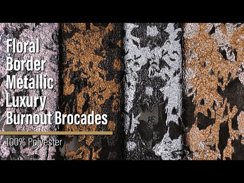 Metallic Luxury Burnout Brocade - Pale Blue and Black Floral Border - Image 6 of 6
