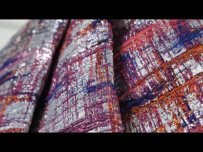 Metallic Champagne, Lilac and Periwinkle Crosshatching Luxury Brocade
