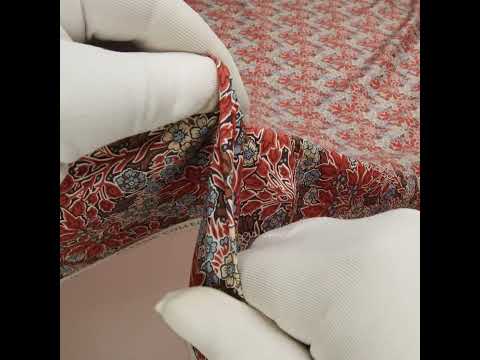Liberty Fabrics Tana Lawn® - Aubrey Forest Red Burgundy - Red and Light Blue Leafy Floral Chevrons - Image 5 of 5