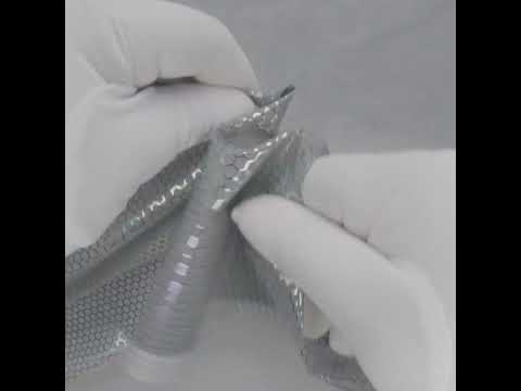 Reflective Fabric - Silver Gray with Metallic Rainbow Oil Slick Honeycombs - Image 6 of 6