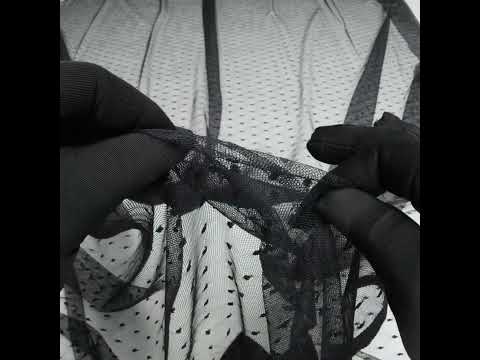 Nylon Raschel Point D'Esprit Lace - Black Polka Dots - Image 6 of 6