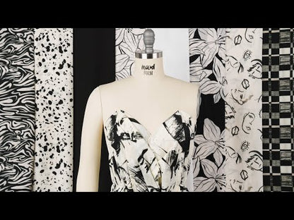 Cotton Voile - Black and White Abstract - Subway Lines Print - Mood Exclusive Metro Collection