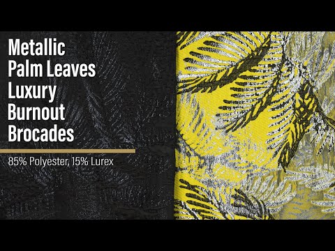 Metallic Black Palm Leaves Luxury Burnout Brocade - Image 6 of 6