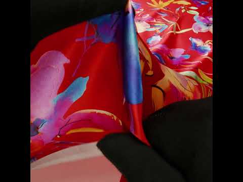 Silk Charmeuse Print 16MM, Made in Italy - Red and Rainbow Illustrated Watercolor Flowers - Image 6 of 6