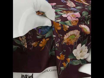 Cotton Voile - Deep Purple Floral - Baroque Bouquet Print - Mood Exclusive Wisteria Collection