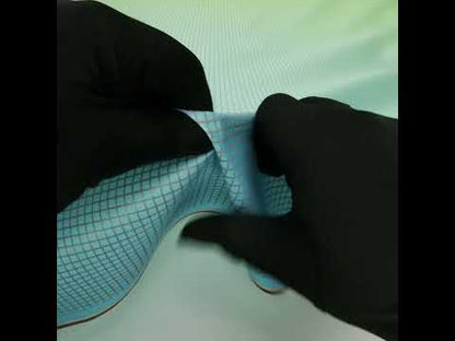 Reflective Print Fabric - Sky Blue and Lime Green Ombre with Silver Gray Grid