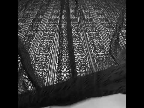 Re-Embroidered Lace with Finished Edges - Black Floral Medallion Stripes - Image 6 of 6