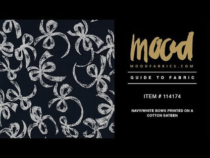 Navy/White Bows Printed on a Cotton Sateen