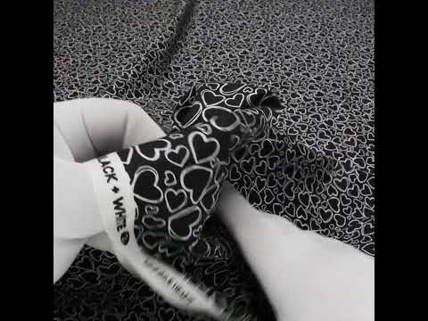 Printed Quilting Cotton by Patrick Lose for Northcott - White on Black Doodle Hearts - Basically Black & White Collection - Image 6 of 6