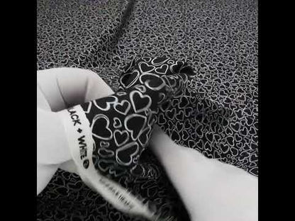 Printed Quilting Cotton by Patrick Lose for Northcott - White on Black Doodle Hearts - Basically Black & White Collection
