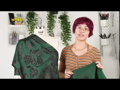 Metallic Black Floral Luxury Brocade with Sheer Stripes