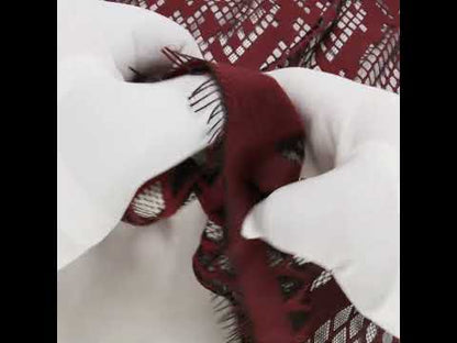 Raschel Lace with Eyelash Fringe Edges - Black and Chocolate Diamond Argyle