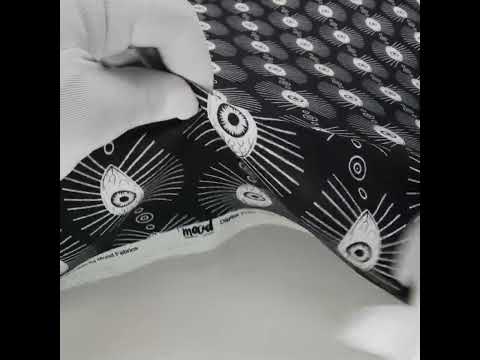 Rayon Batiste - Black and WhiteLines of Eyes - Tell Tale Print - Mood Exclusive Nevermore Collection