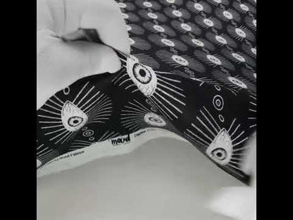 Rayon Batiste - Black and WhiteLines of Eyes - Tell Tale Print - Mood Exclusive Nevermore Collection