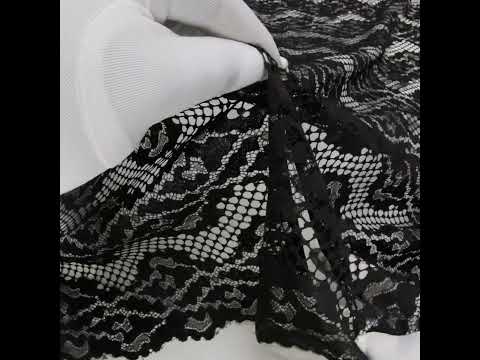 Raschel Lace with Organic Finished Edges - Black Abstract Wavy Stripes - Image 6 of 6
