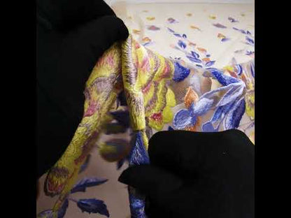 Lavender and Yellow Novelty Floral Embroidered Mesh