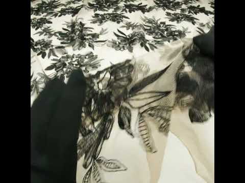 Embroidered Lace with 3D Tulle Applique - Nude and Black Floral