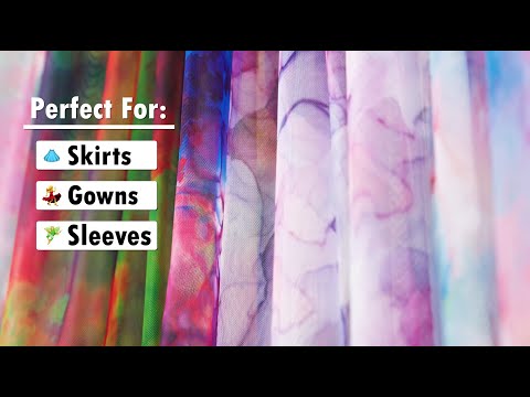 Rose Red and Blue Spotted Watercolor Printed Tulle - Image 6 of 6
