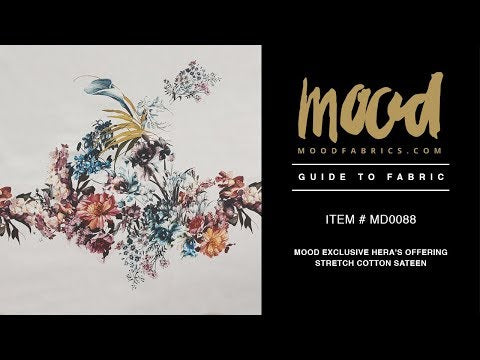 Panel de satén de algodón elástico - Estampado Ofrenda de Hera - Colección Gaia exclusiva de Mood