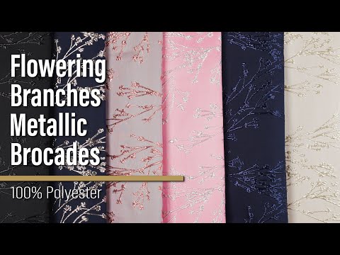 Metallic Brocade - Midnight Navy and Gold Flowering Branches - Image 6 of 6