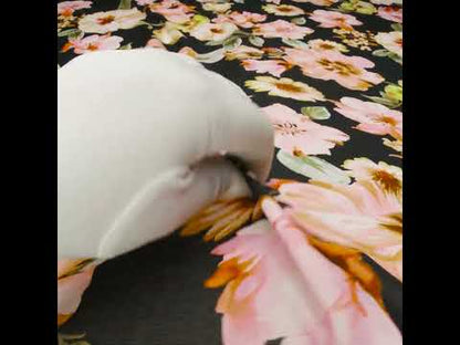 Cotton Voile - Light Pink, Green and Black Watercolor Florals - Mood Exclusive Blooming Bouquets Print