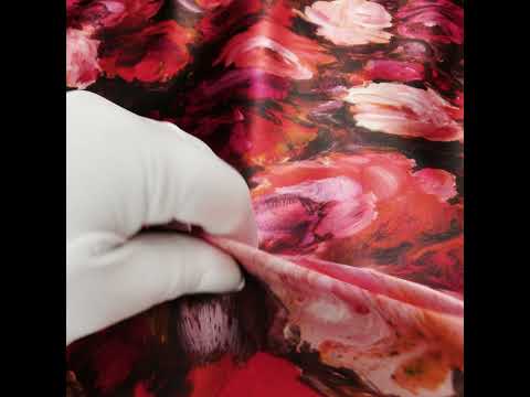 Silk Charmeuse Print 16MM, Made in Italy - Red, Pink and Brown Painted Roses - Image 6 of 6