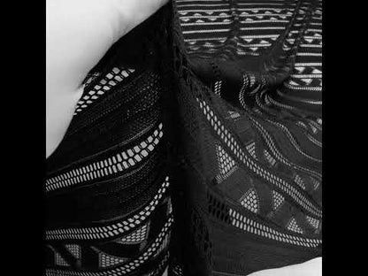 Corded Lace - Black Geometric Stripes