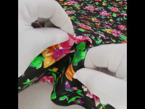 Medium Weight Linen Woven Print - Black, Pink and Purple Floral