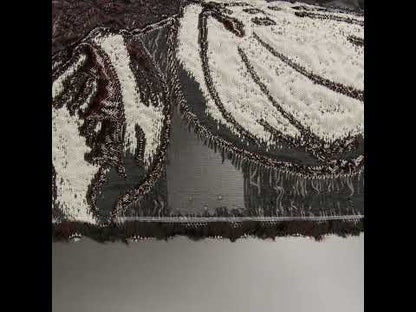 Metallic Polyester and Acetate Burnout Brocade - Beige, Dark Brown and Black Rose Garden