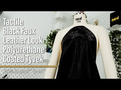 PU Coated Tyvek - Tactile Black Faux Leather Look