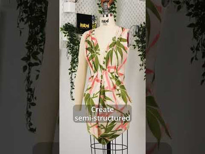 Red, Blue and Beige Bamboo Lattice Lightweight Polyester and Viscose Luxury Brocade