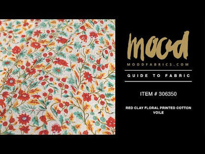 Red Clay Floral Printed Cotton Voile