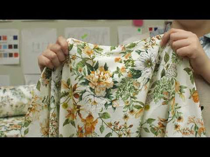 Voile de algodón - Estampado floral naranja y verde - Estampado Les Fleurs de L'amour - Colección exclusiva Mood Jacques