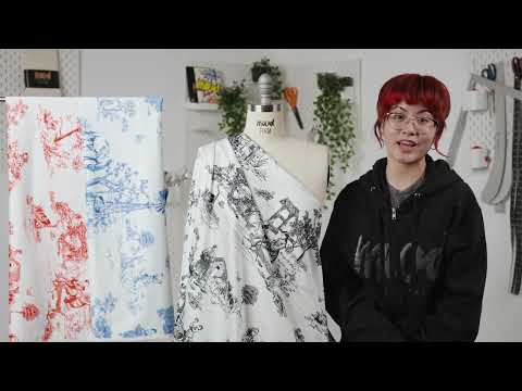 Cherry Tomato and White Classic Toile de Jouy Mercerized Organic Egyptian Cotton Shirting