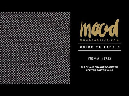 Cotton Voile - Black and Orange Geometric Lattice