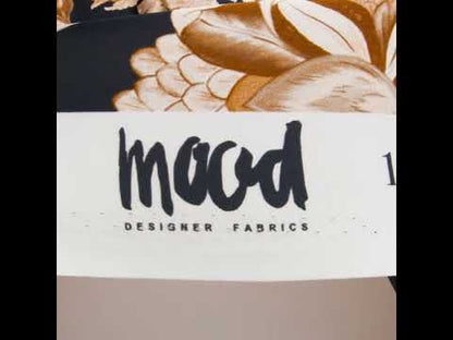 Polyester Satin - Black, Beige and Brown Flower Vine Stripes - Mood Exclusive Fleur de Rocaille Print
