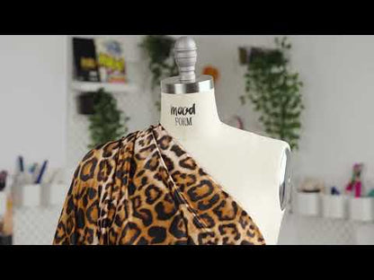 Mood Exclusive Italian Taupe and Black Leopard Printed Silk Charmeuse