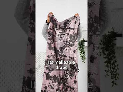 Metallic Black Painted Flowers Luxury Brocade