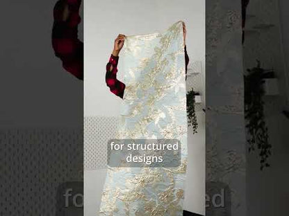 Metallic Gold and Gilded Beige Floating Flowers Luxury Burnout Brocade