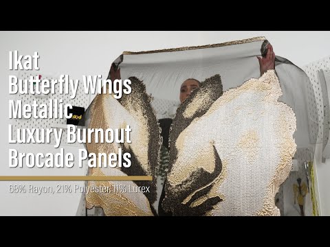 Metallic Luxury Burnout Brocade Panel - Gold and Black Ikat Butterfly Wings
