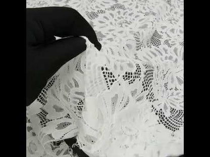 Corded Lace with Finished Scalloped Edges - Ivory Bold Florals