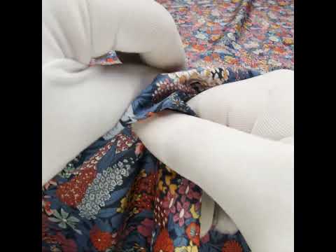 Liberty Fabrics Tana Lawn® - Ciara Dark Blue - Muted Blue, Dark Orange and Rose Pink Flower Garden