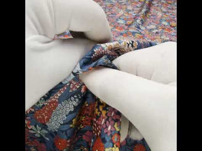 Liberty Fabrics Tana Lawn® - Ciara Dark Blue - Muted Blue, Dark Orange and Rose Pink Flower Garden