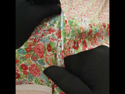Liberty Fabrics Tana Lawn® - Elysian Day Red - Red, Blue and Green Rosy Blooms