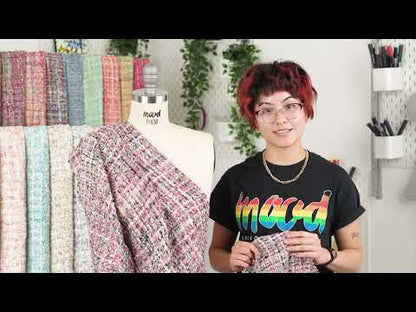 Viscose and Acrylic Chenille Tweed - Pink and White - Newcastle Collection